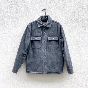 Men's Slate & Stone Gray Camouflage Sherpa Lined Shacket Jacket Size Small